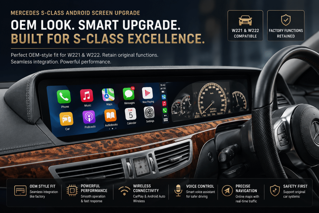 Головное устройство Mercedes S-Class Android для W221 и W222: Установка в OEM-стиле и сохранение заводских функций
