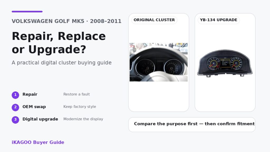 Руководство по покупке оригинальной приборной панели VW Golf MK5 и модернизации цифровой панели YB-134