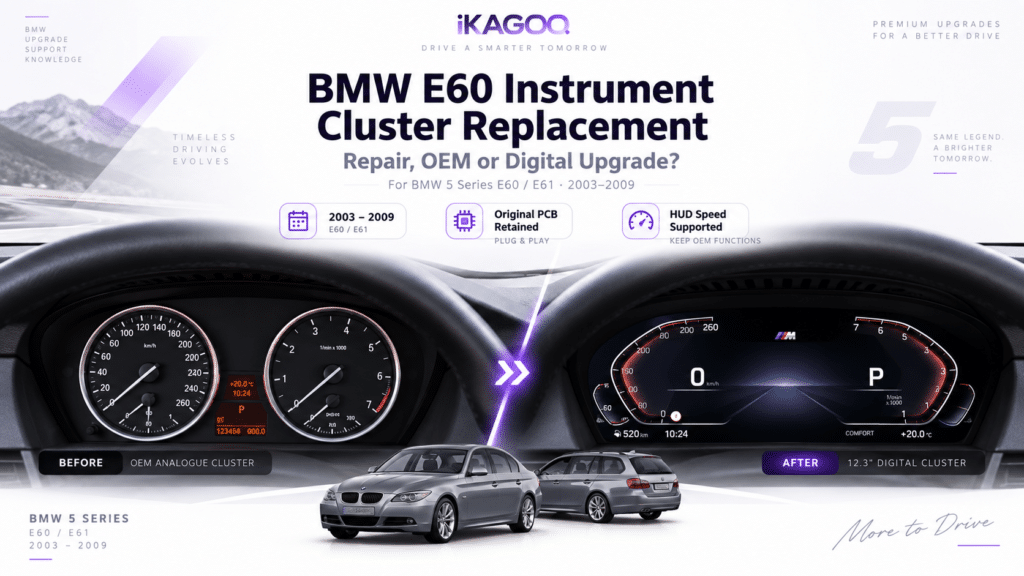 Замена приборной панели BMW E60 2003–2009: ремонт, OEM или цифровой апгрейд?