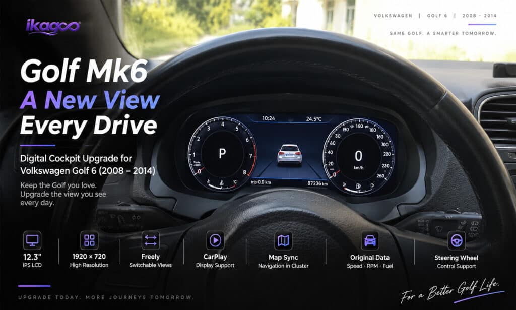 Модернизация цифровой приборной панели Golf Mk6: CarPlay, синхронизация карт и многое другое