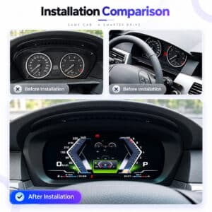 Сравнение приборной панели BMW E60 E61 до и после установки цифровой приборной панели
