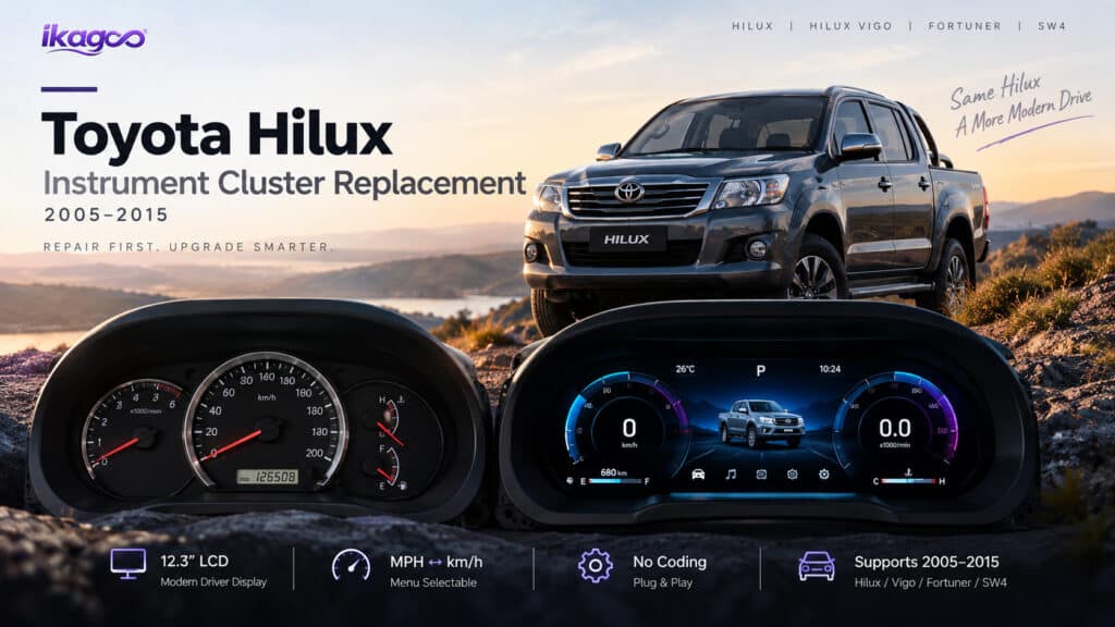 Этапы установки цифровой приборной панели Toyota Hilux Fortuner без потерь