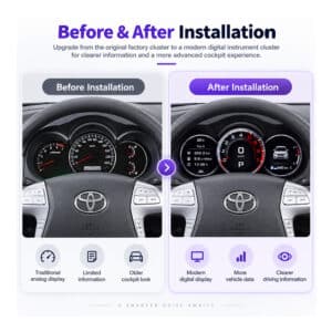 Toyota Hilux Vigo Fortuner SW4 цифровая приборная панель до и после установки