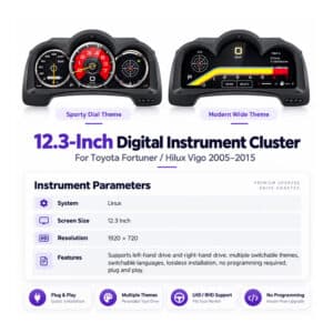 Toyota Hilux Vigo Fortuner SW4 2005-2015 12.3-inch digital instrument cluster parameters