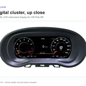 Цифровая комбинация приборов VW Polo 6R в оригинальном корпусе, вид спереди на ЖК-спидометр